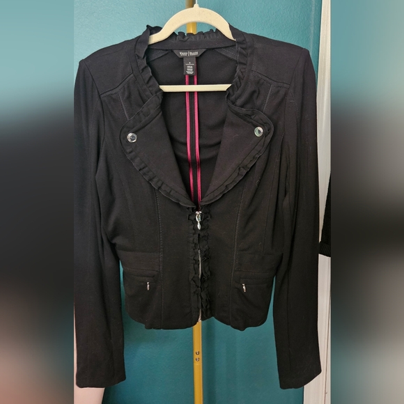 White House Black Market Black Ruffle Blazer - Picture 2 of 4
